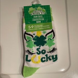 Saint Patrick's Day Crew Socks - Green and White